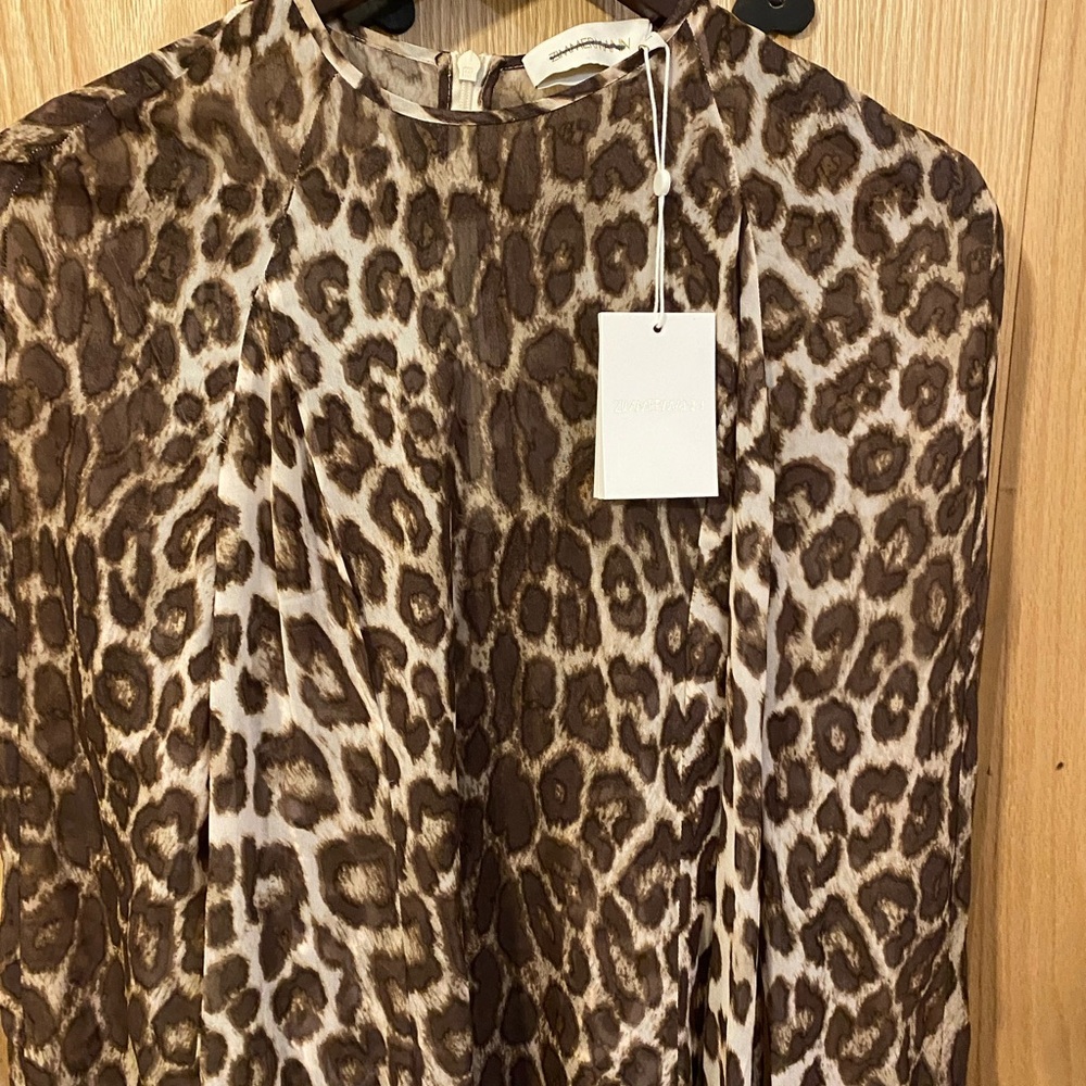Zimmermann Leopard Print Long-Sleeve Maxi-Dress Size 1 Au/us 6 Missing Belt. - Picture 4 of 13